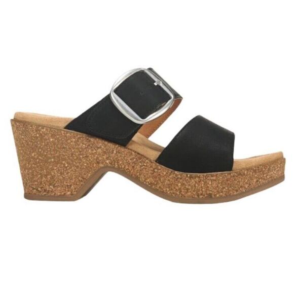 NWT Cliffs White Mountain Wedge Sandals Copious Slip On Sandals Size 6 Black - Picture 5 of 8